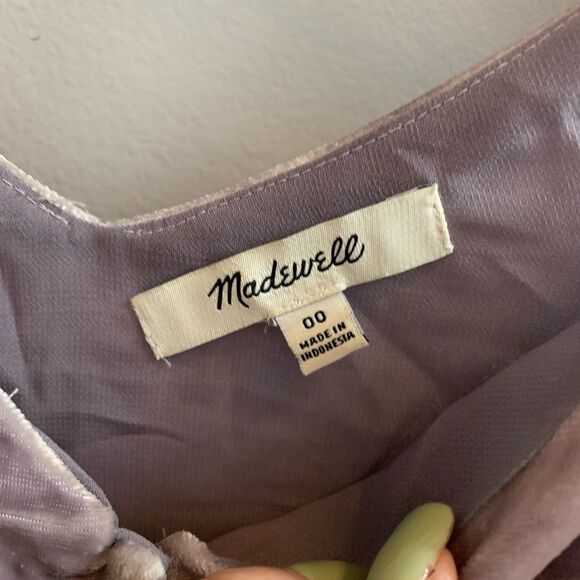 Madewell Gray Velvet Button Front Cami Top sz 00 - Picture 3 of 6